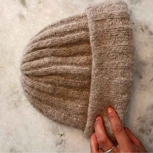 Cozy Neutral Ribbed Knit Beanie - Tan - Picture 4 of 5